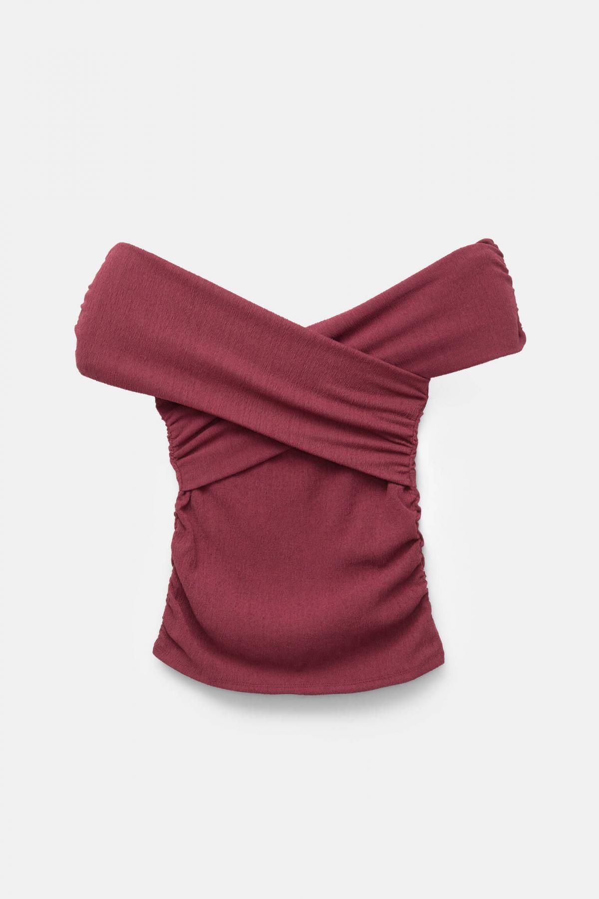 풀앤베어 오프숄더 보트넥 슬림핏 탑 7152/324 BURGUNDY - 상품 이미지