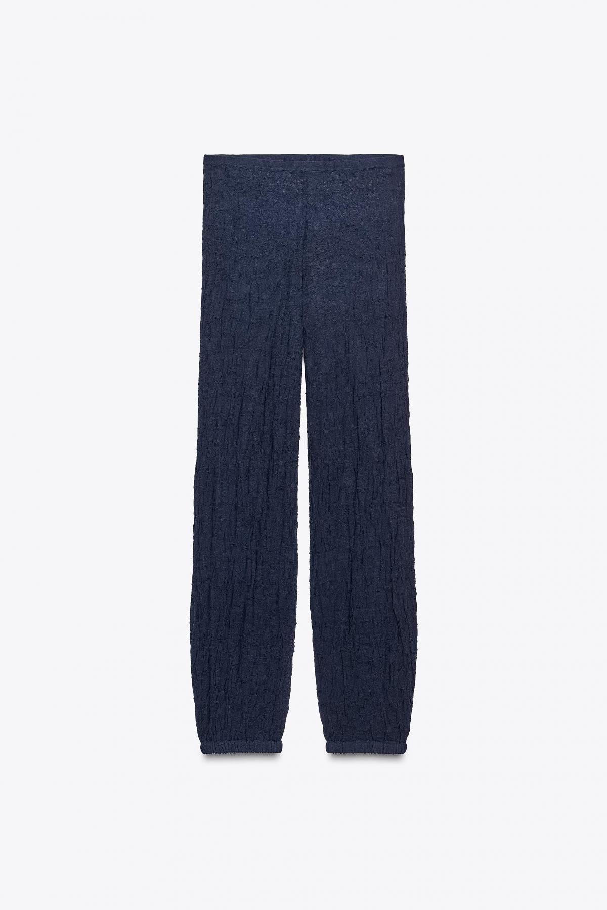 자라 시스루 하이웨이스트 니트 조거 팬츠 3519/128 NAVY BLUE - 메인 이미지