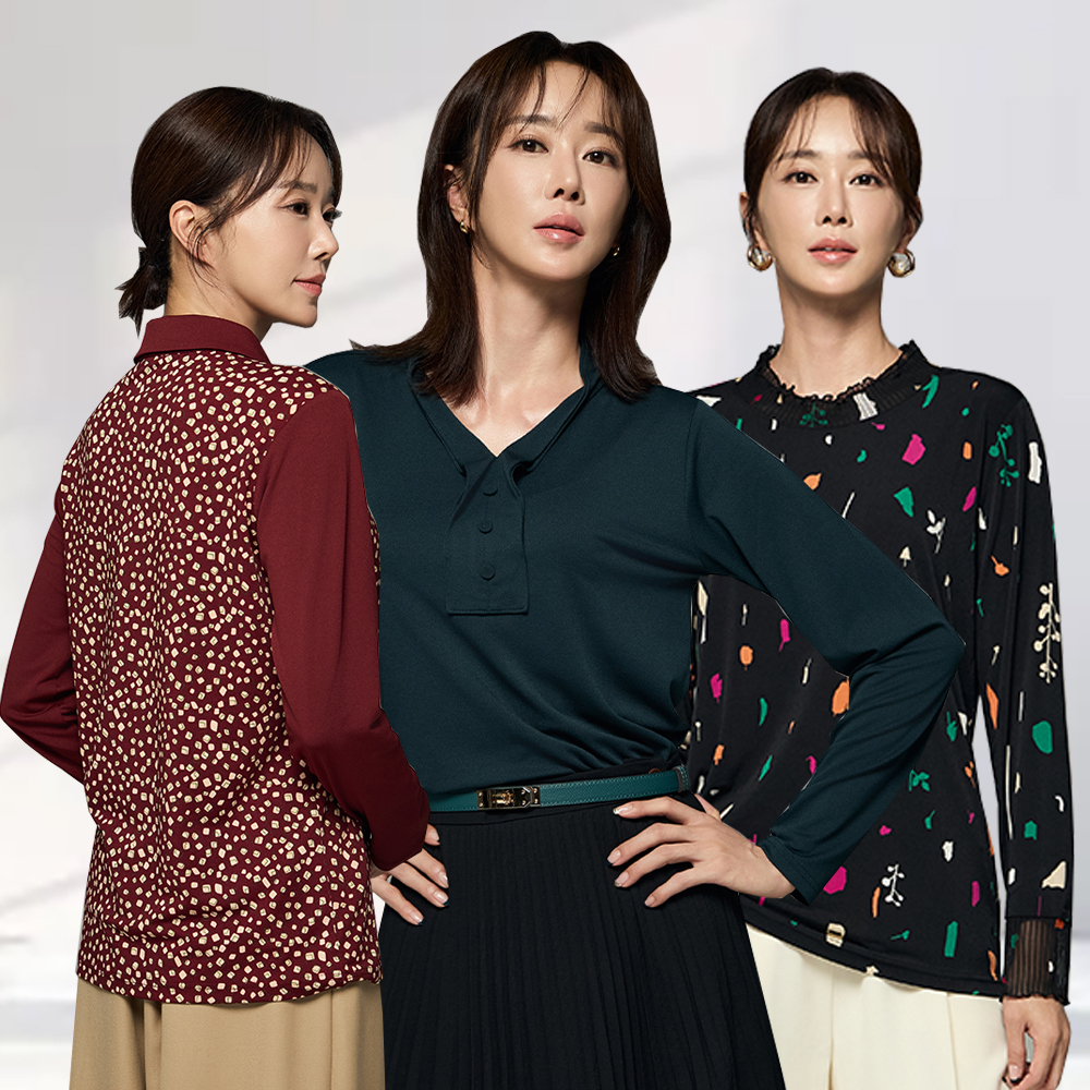 엄마옷 포인트 블라우스 3종 셔츠 빅사이즈 브이넥 중년여성 마담 60대 50대 40대 선물