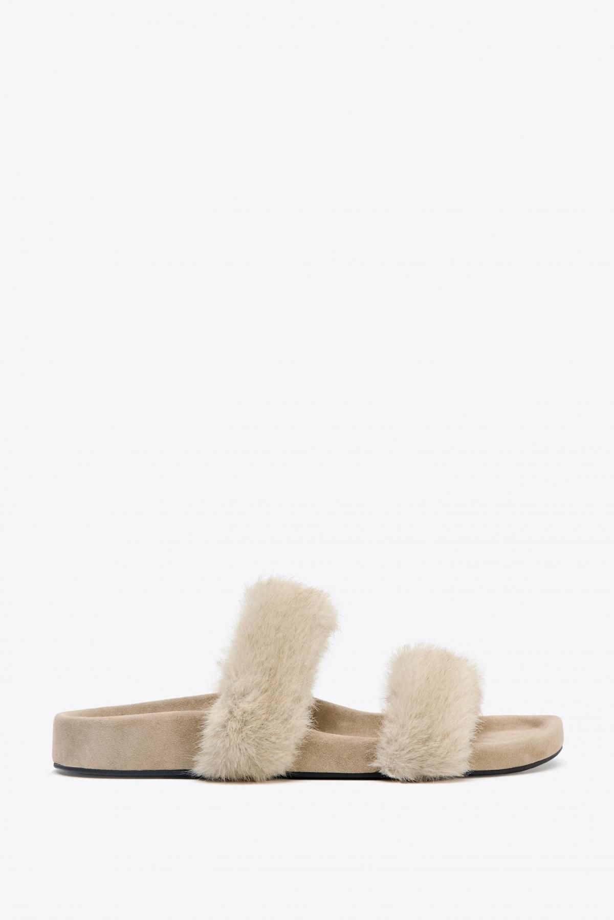 자라 퍼 스트랩 플랫 샌들 1624/610 BEIGE - 메인 이미지