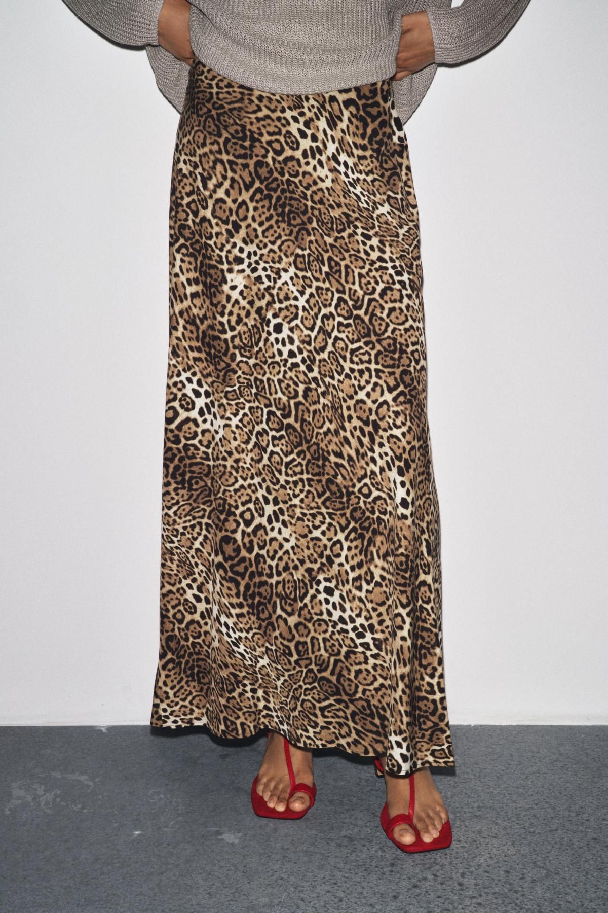 자라 비스코스 라이오셀 레오파드 롱 스커트 2548/042 LEOPARD - 상세 이미지 5