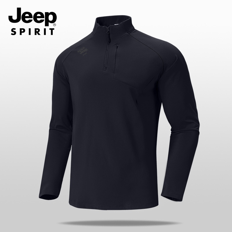 JEEP SPIRIT 남성 가을 기능성 하프넥 지퍼 긴팔티 헬스/작업/등산/골프 - 상품 이미지