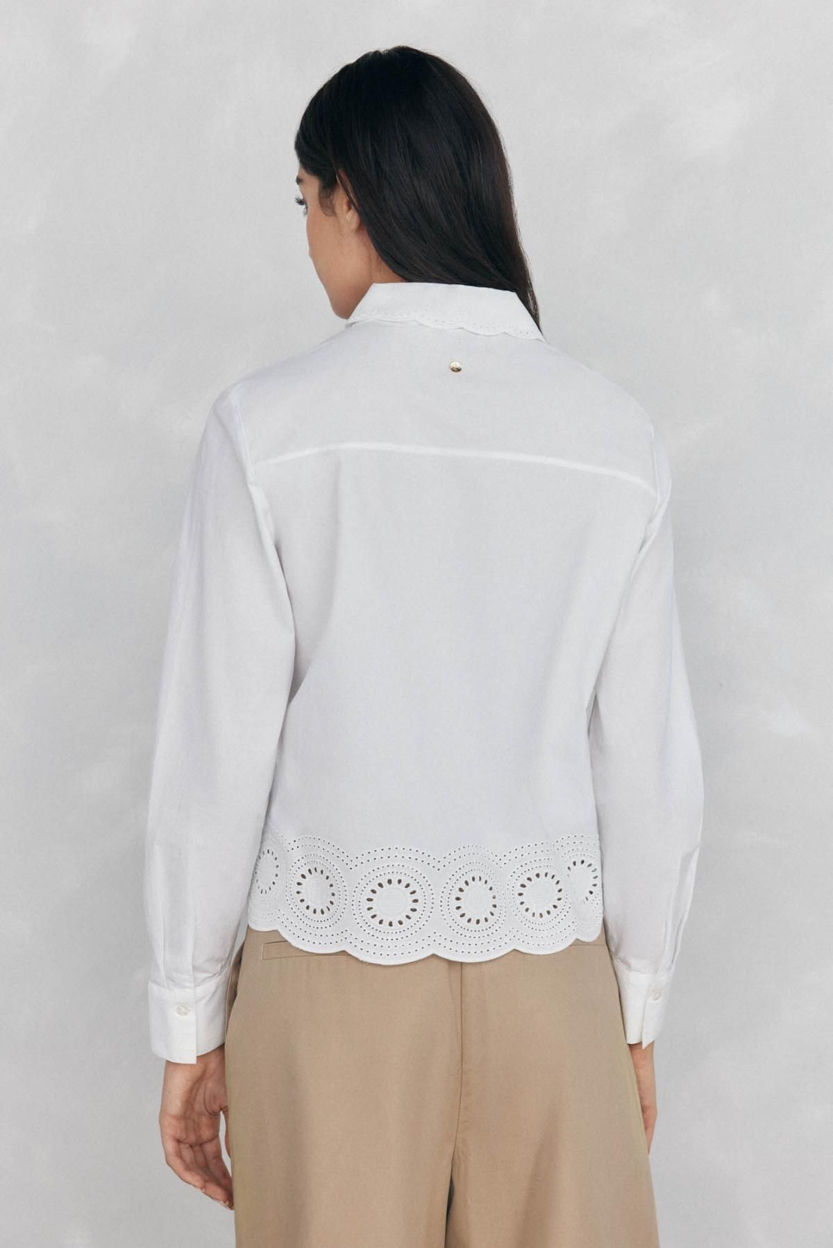 페드로 델 이에로 미니멀 펀칭자수 크롭 코튼 셔츠 6632945 BLANCO - 상세 이미지 5