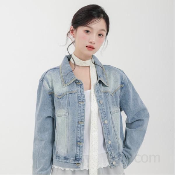 여성 슬림 레트로 자수 데님 재킷 가을용 홍콩 스타일 데일리 캐주얼 아우터 편안한 착용감 유니크한 디자인 모던한 매력 - 상품 이미지