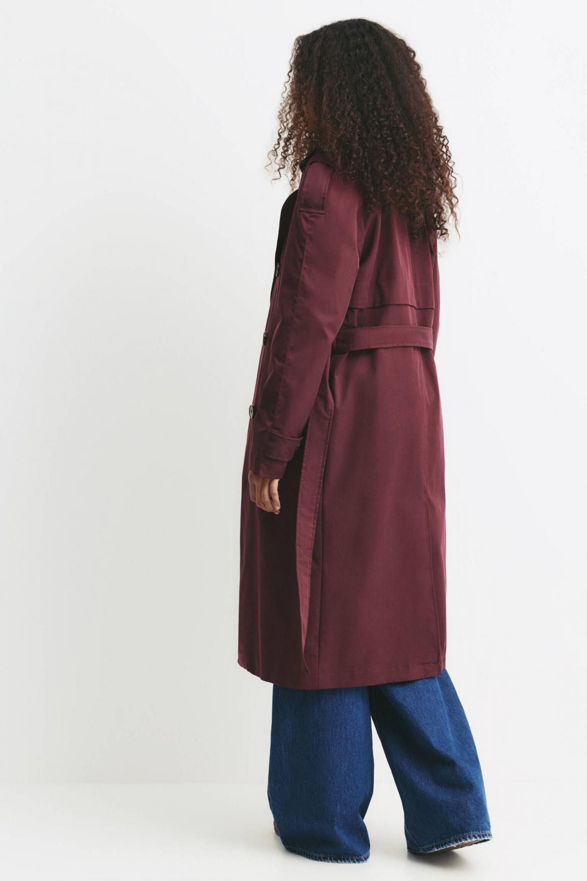 풀앤베어 딥레드 더블버튼 벨트 트렌치코트 4752/323 MAROON - 상세 이미지 3
