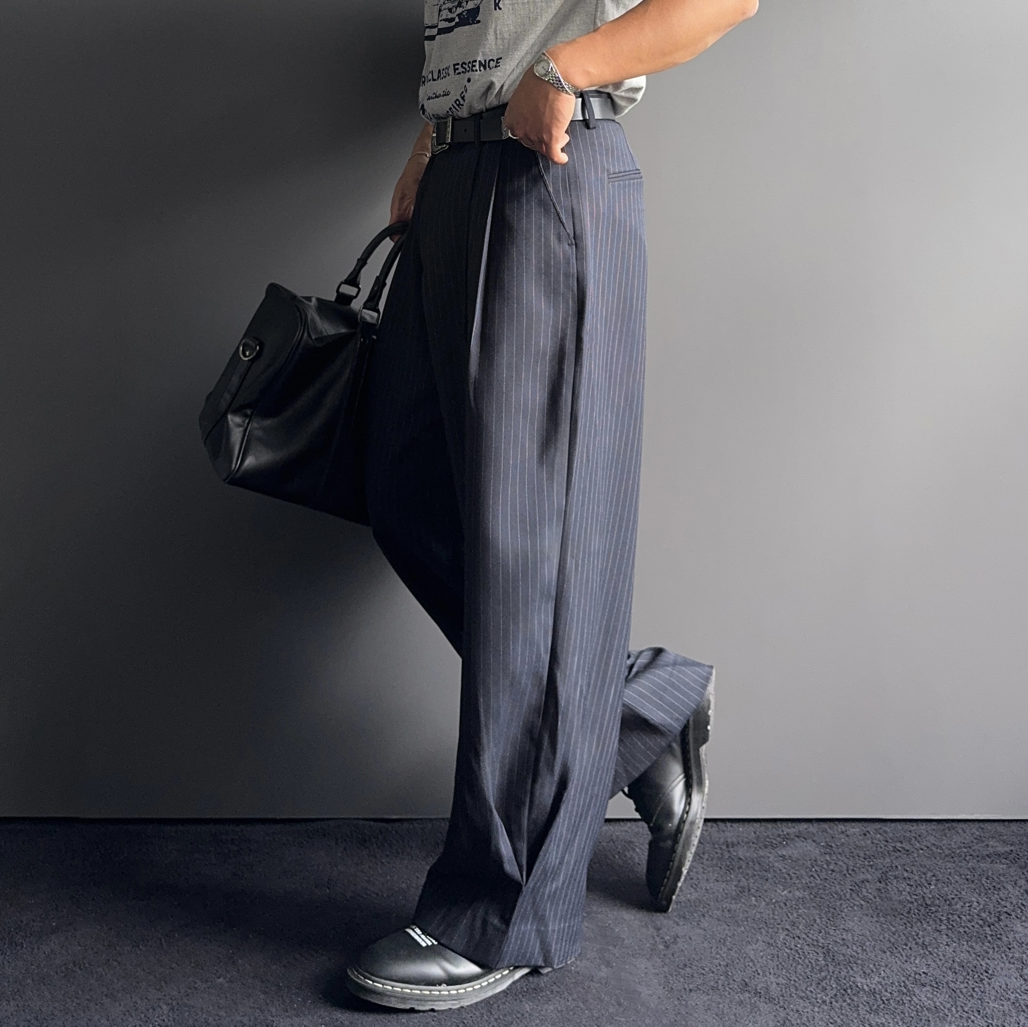 1+1 남자여름슬랙스 쿨슬랙스 남자스트라이프바지 - 상세 이미지 2