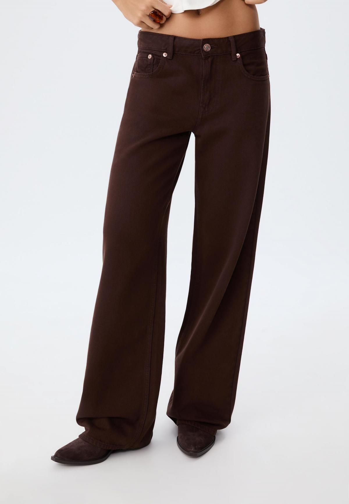 스트라디바리우스 트렌디 로우라이즈 와이드핏 데님 팬츠 1441/899 BROWN - 상품 이미지