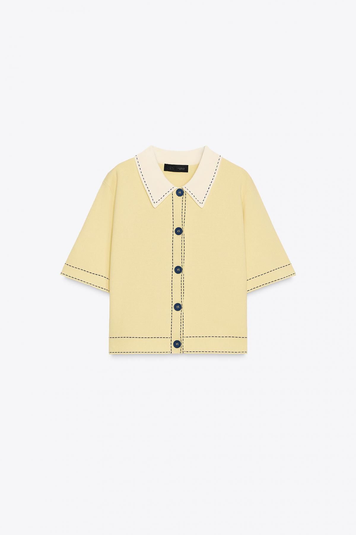 자라 스티치 디테일 니트 폴로 가디건 2142/109 ONLY ONE