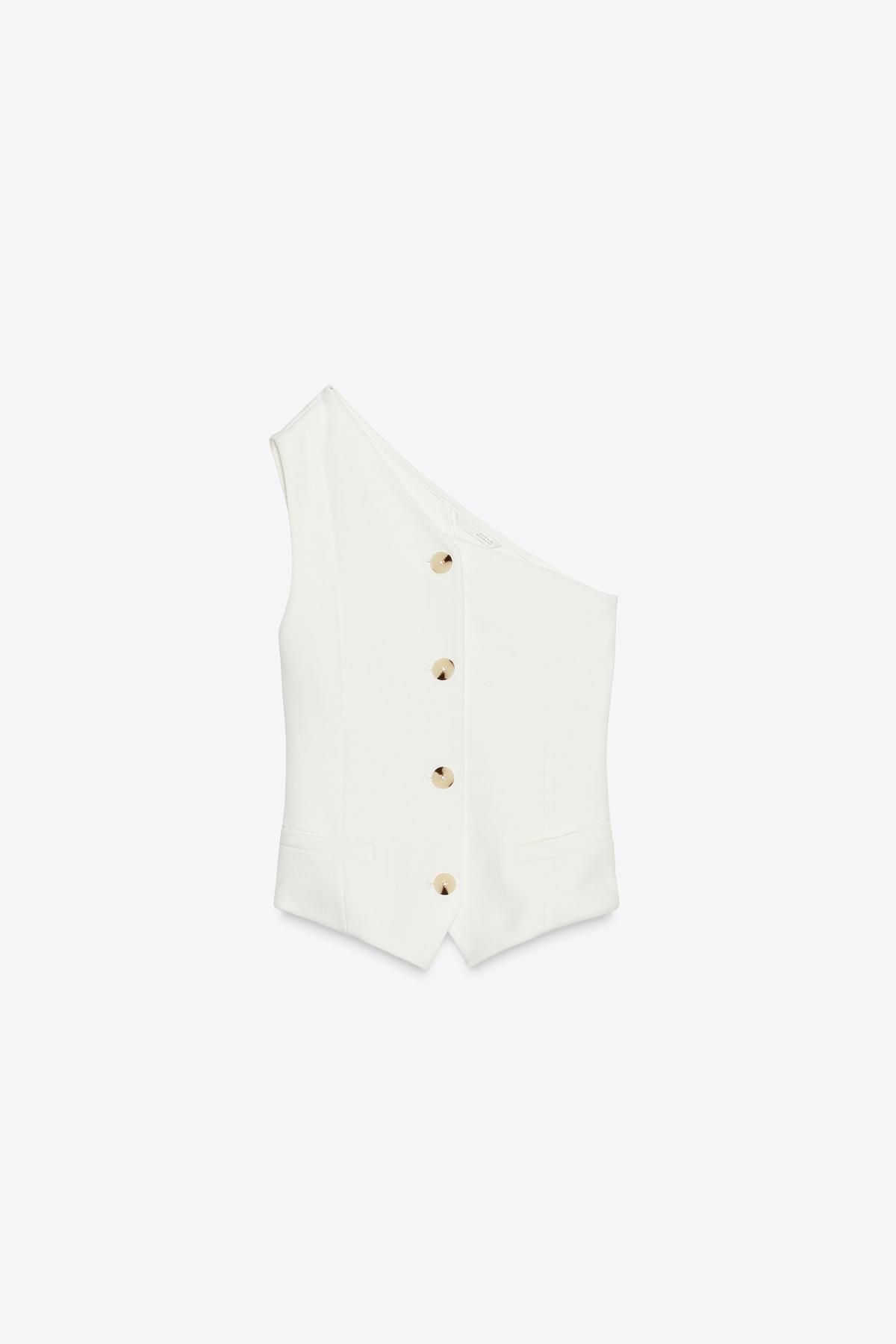 자라 비대칭 니트 베스트 4174/653 WHITE - 메인 이미지
