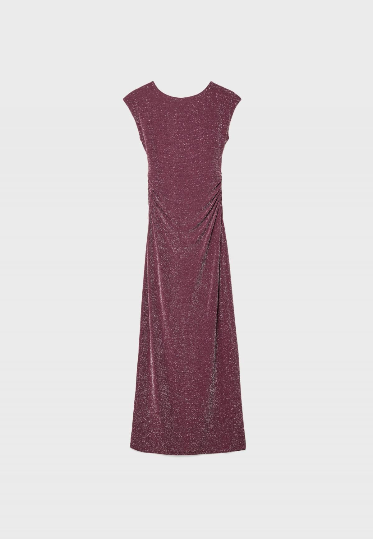 스트라디바리우스 메탈릭 오픈백 드레이프 미디 원피스 6276/411 PURPLE - 상품 이미지