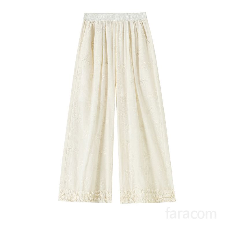 여성 와이드 레이스 팬츠 여름용 자외선 차단 캐주얼바지 얇고 시원한 착용감 편안한 외출용 데일리 스타일 - 상세 이미지 5