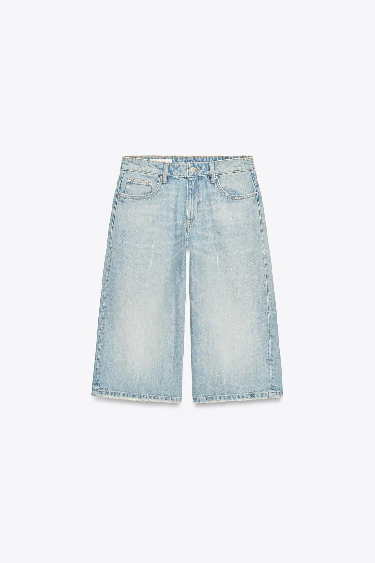 자라 Y2K 로우라이즈 디스트로이드 데님 버뮤다 쇼츠 4365/204 LIGHT BLUE - 메인 이미지