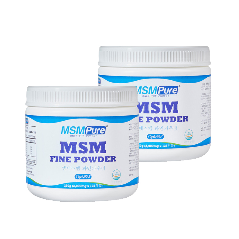 카라헬스 MSM 식이유황 파인파우더 분말 마시는 연골 턱관절 가루 250g 2통 - 상품 이미지