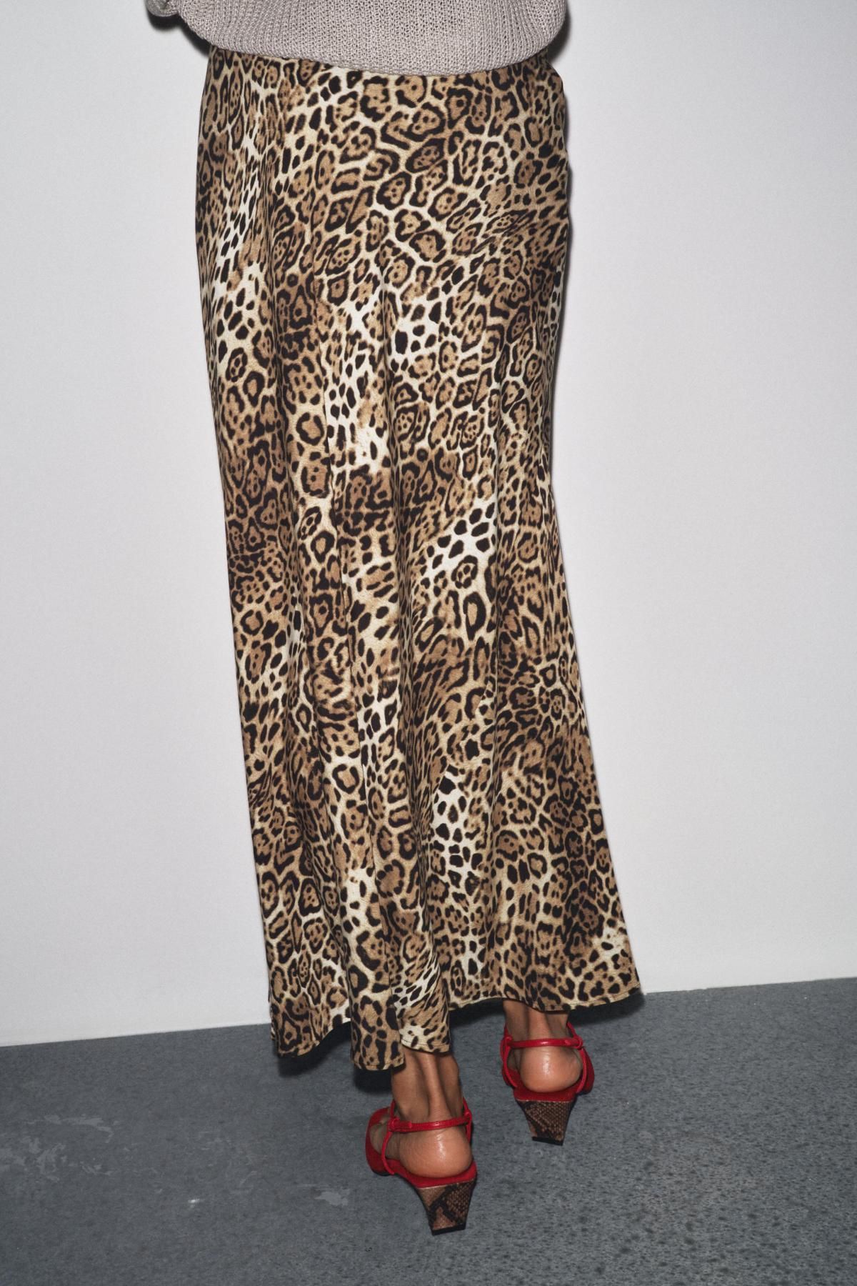 자라 비스코스 라이오셀 레오파드 롱 스커트 2548/042 LEOPARD 이미지 6