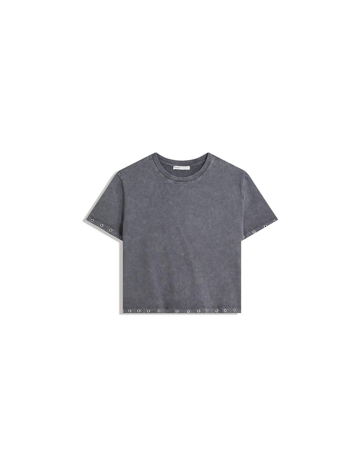 버쉬카 테크니컬 아일렛 크롭 반팔 티셔츠 7623/173 DARK GREY - 상품 이미지