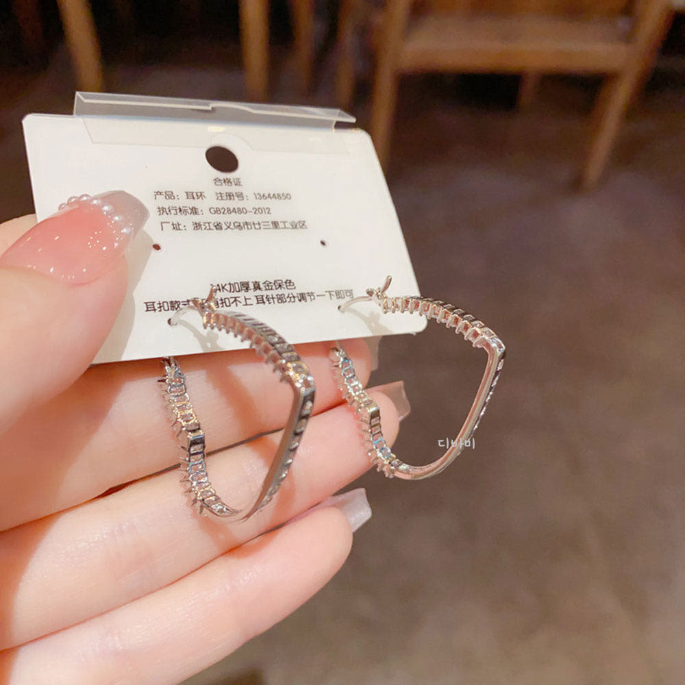 크리스탈 14K 하트링 볼드귀걸이 지르콘 포인트 럭셔리 이어링 이미지 6