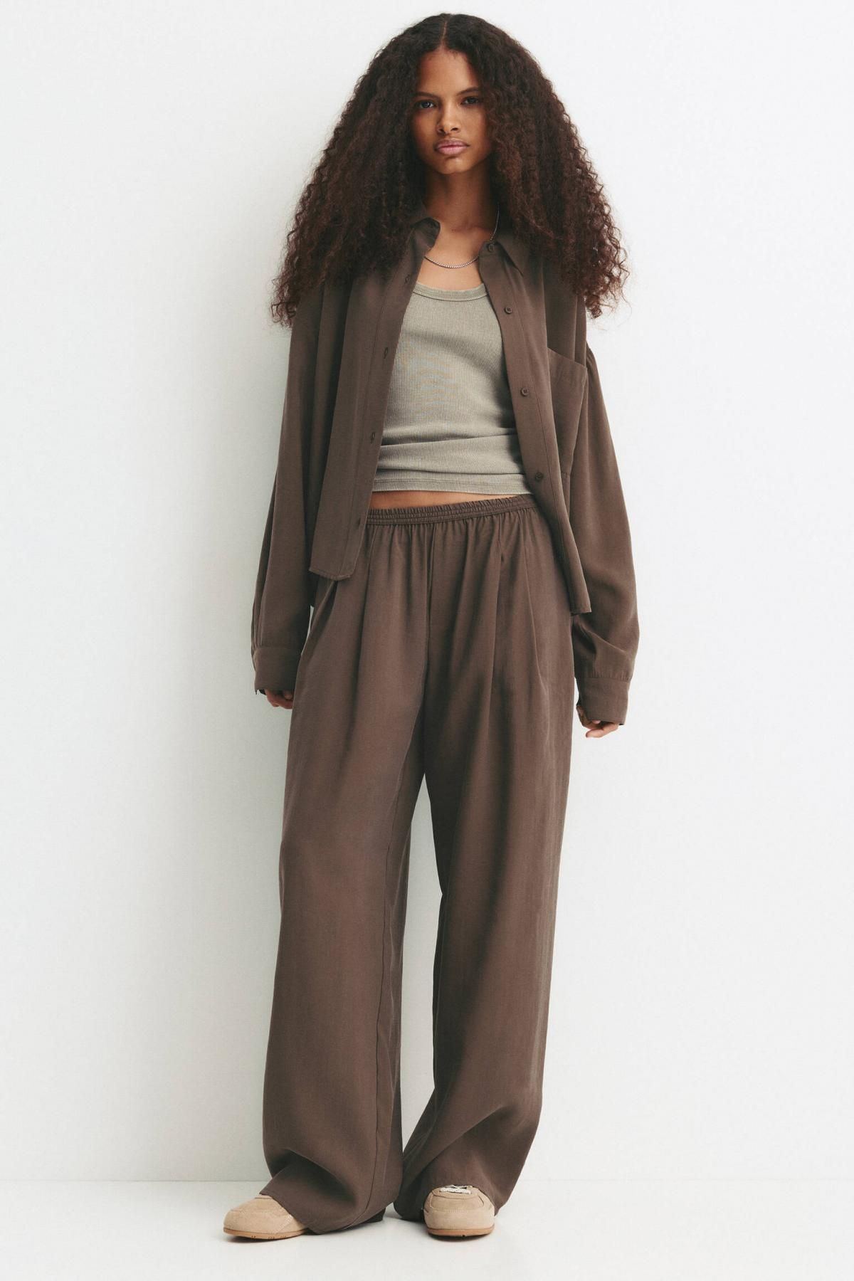 풀앤베어 테크니컬 다트 스마트 와이드 팬츠 7675/389 BROWN - 상세 이미지 2