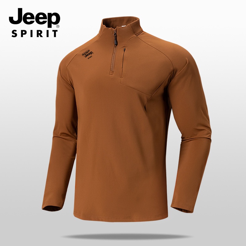 JEEP SPIRIT 남성 가을 기능성 하프넥 지퍼 긴팔티 헬스/작업/등산/골프 - 상세 이미지 2