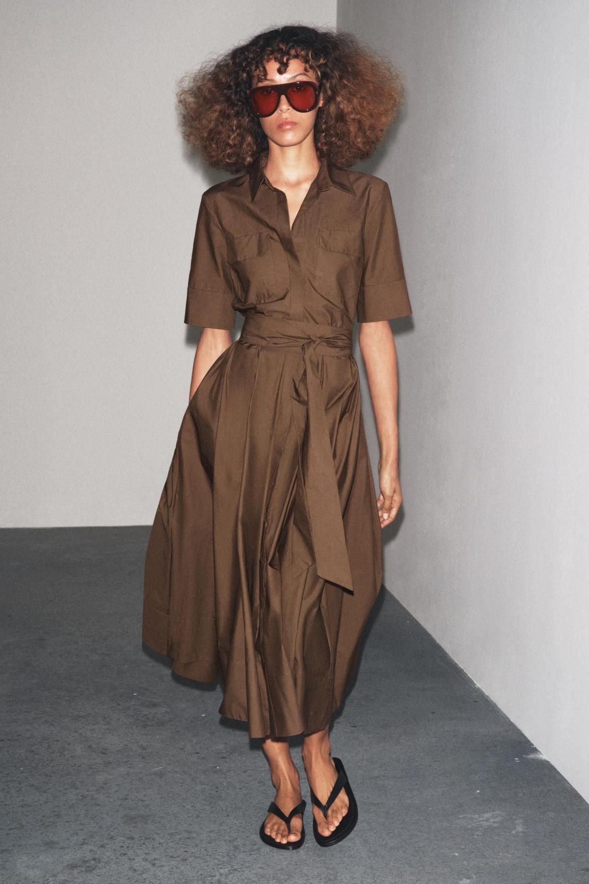 자라 브라운 코튼 미디 셔츠 원피스 2640/259 BROWN - 상세 이미지 2