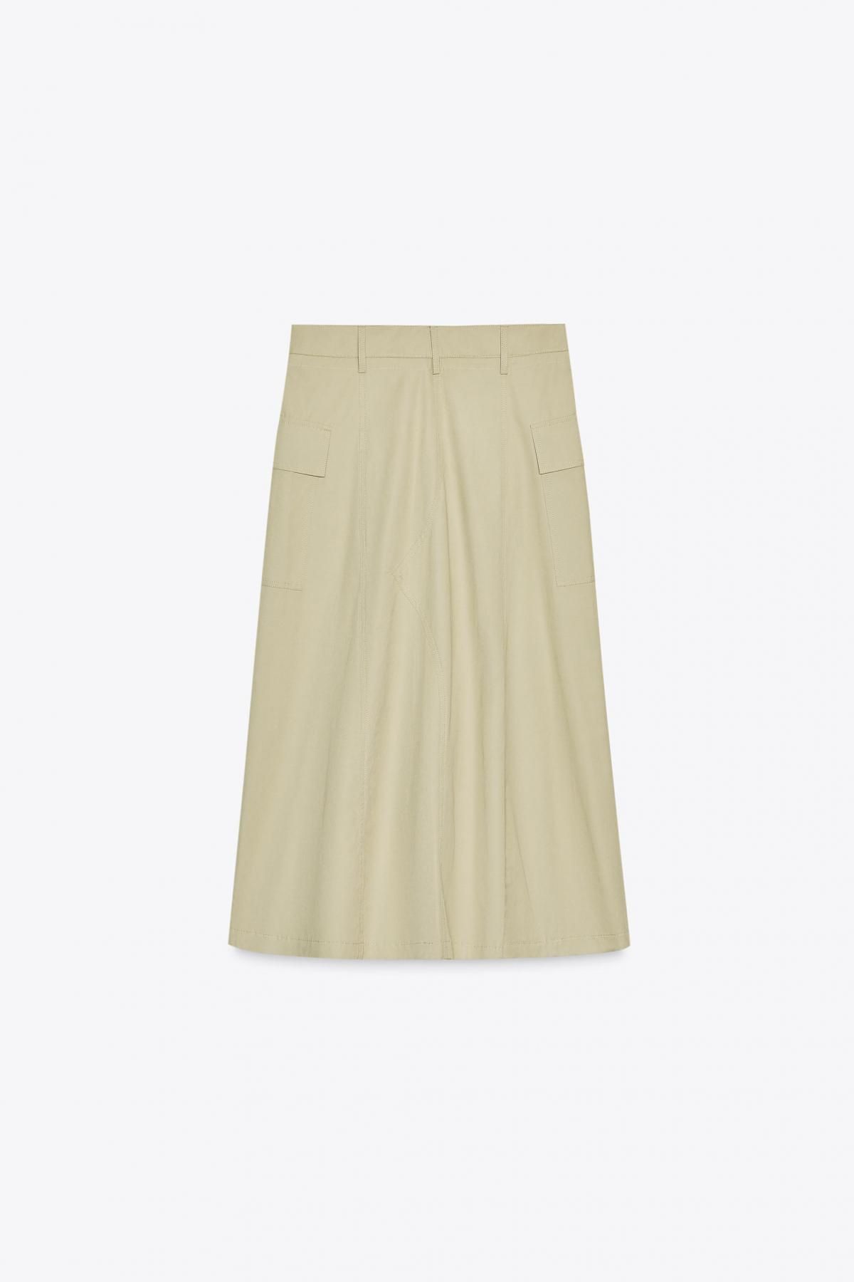 자라 유틸리티 카고 벨트 포켓 미디 스커트 1255/540 LIGHT KHAKI - 상세 이미지 3