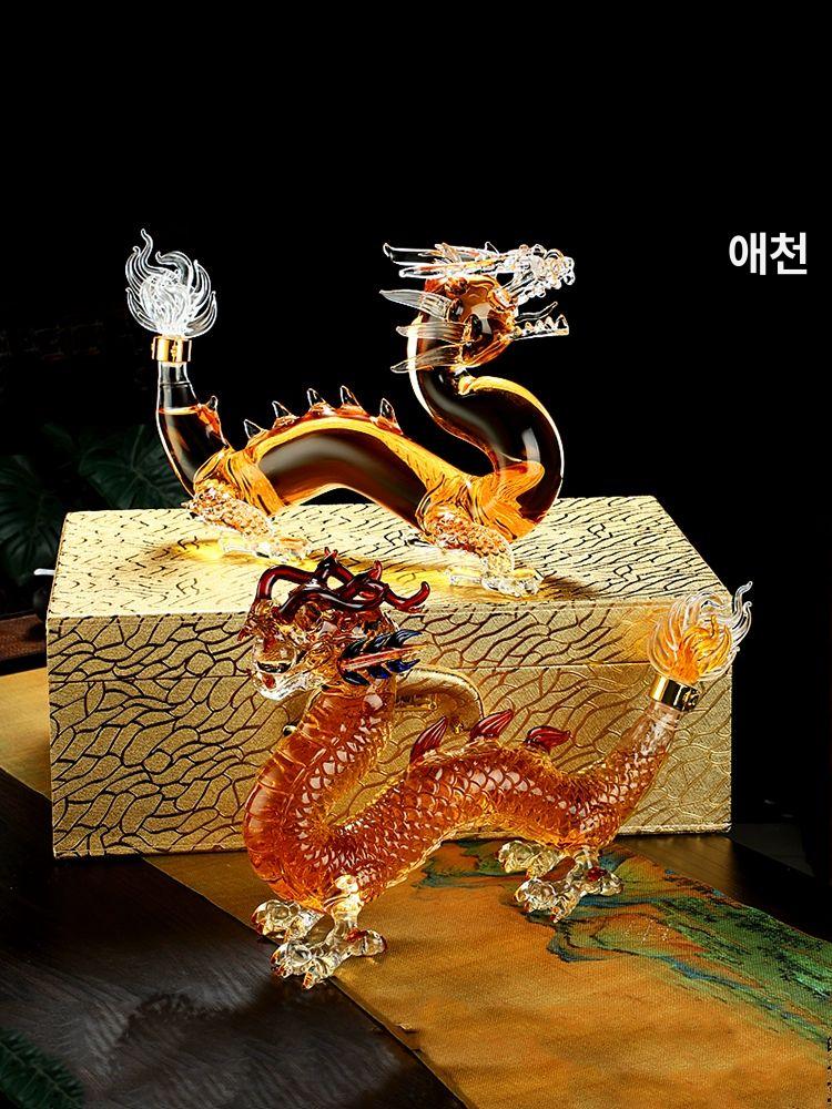 담금주병 용모양 술병 담금주 양주 예쁜 채룡 담금소주용기 투명 인삼주 1.0kg 일반형 채색룡 - 상세 이미지 3