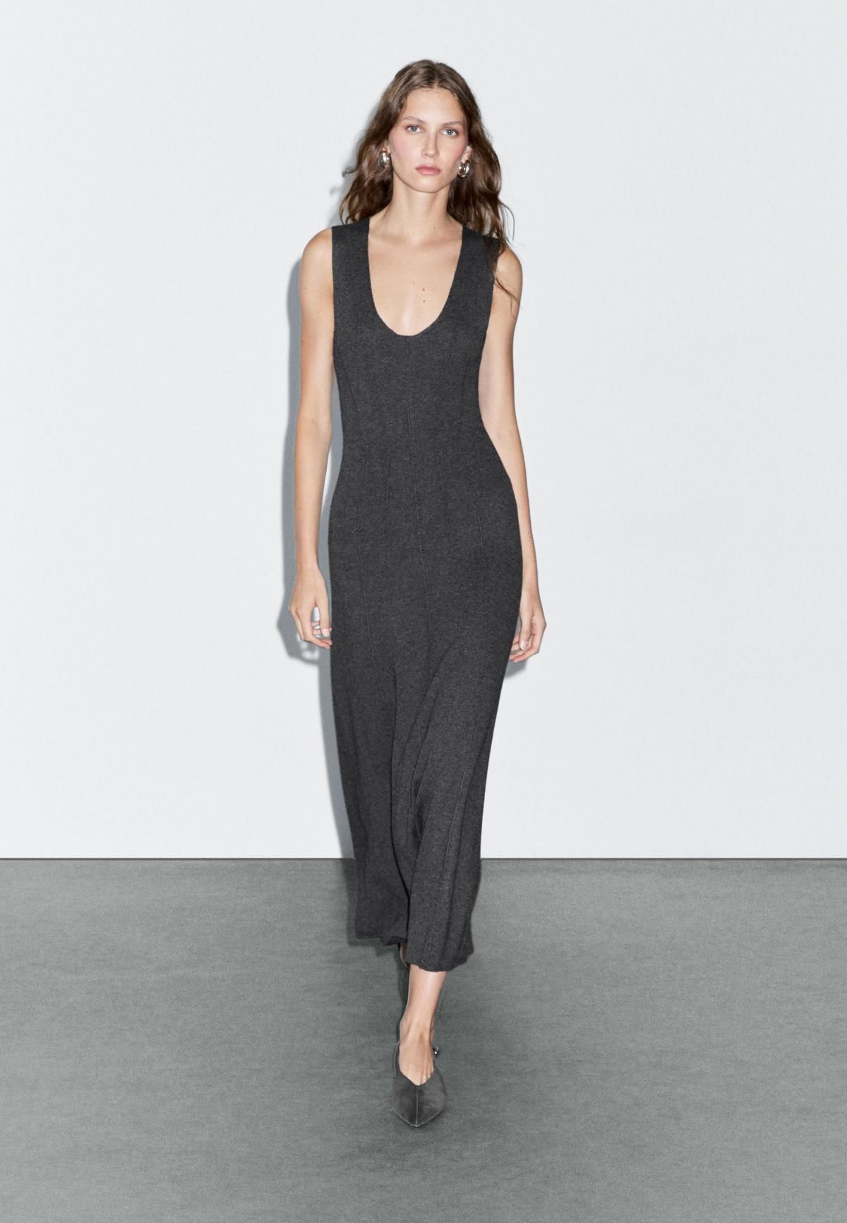 마시모두띠 미니멀 A라인 니트 롱 원피스 6603/573 ANTHRACITE GREY - 메인 이미지