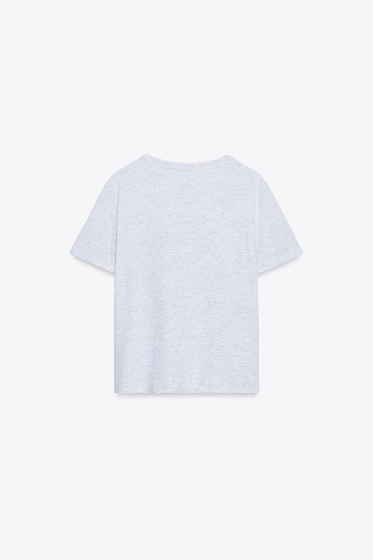 자라 캐주얼 슬로건 라운드넥 반팔 티셔츠 4424/004 GREY MARL - 상세 이미지 2