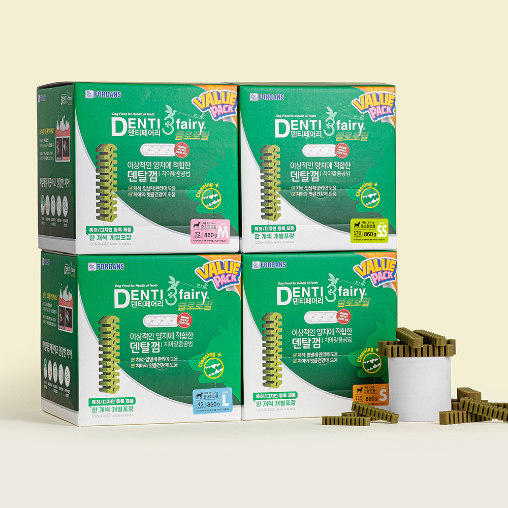 덴티페어리 클로로필 밸류팩 860g 포켄스 강아지 치석 입냄새 제거 덴탈껌