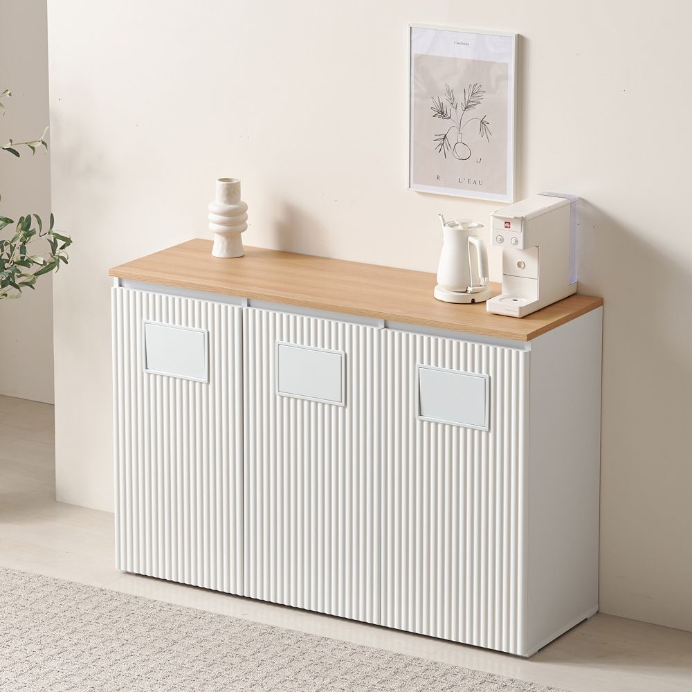 가구의서 템바보드 휴지통 수납장 1200x395x828mm, 1단, 화이트 - 상품 이미지