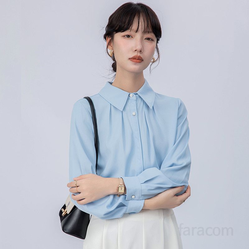 여성 화이트 긴팔 셔츠블라우스 봄 가을 데일리 오피스룩 인터뷰용 루즈핏 정장 스타일 편안한 착용감 고급스러운 디자인 - 상세 이미지 5
