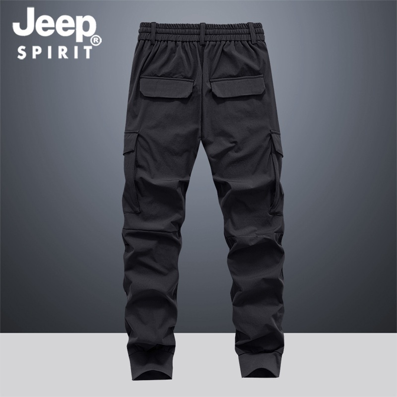JEEP SPIRIT 남성 루즈 스트레이트 카고바지 봄 가을 야외용 다중 포켓 조거팬츠 - 상세 이미지 2