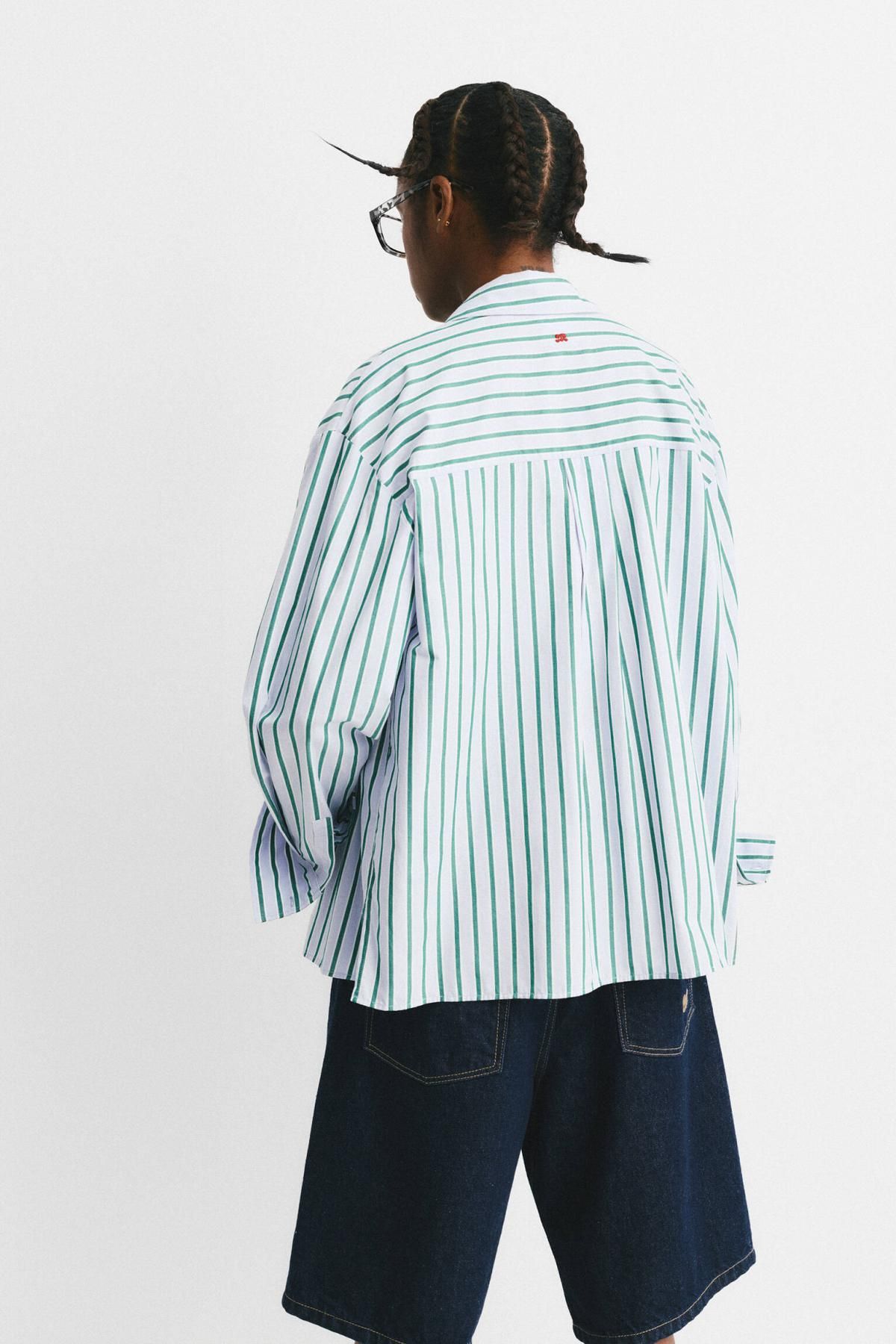 풀앤베어 스트라이프 오버핏 긴팔 셔츠 7472/377 PASTEL BLUE - 상세 이미지 3