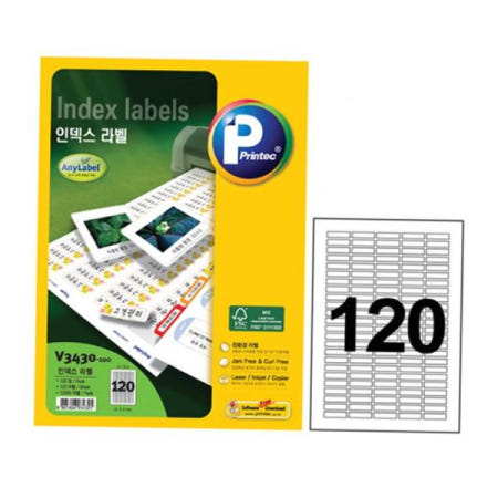 프린텍 애니라벨 V3430 100 인덱스라벨 120칸 100매
