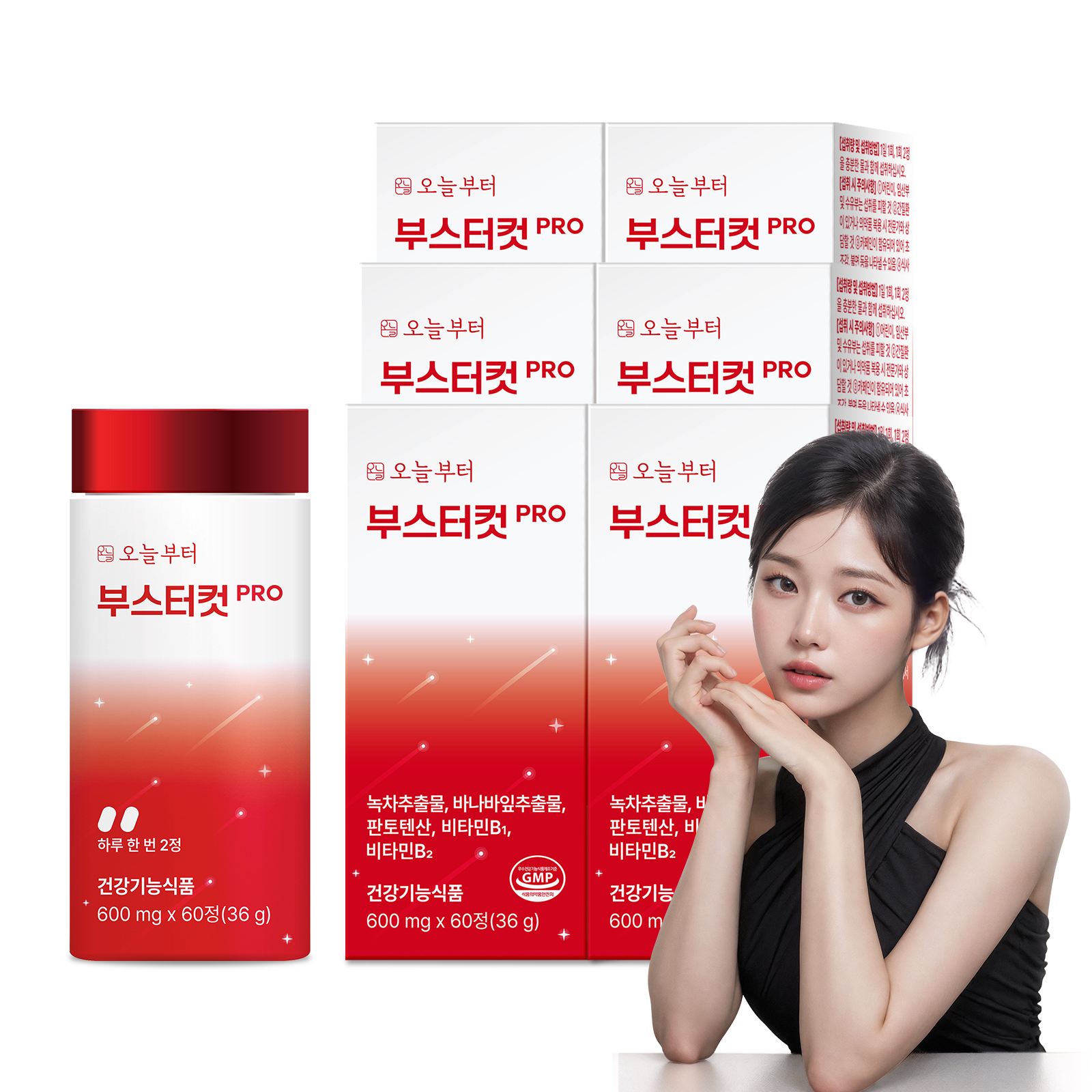 오늘부터 부스터컷 PRO 다이어트보조제 카테킨 녹차추출물 바나바잎 60정, 6개