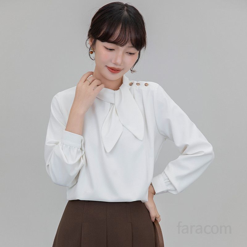 레이스 블라우스 여성 긴팔 루즈핏 봄 가을 데일리 고급스러운 스타일 편안한 착용감 블라우스 쇼핑몰 하객룩 코디너리 시스루 디자인 - 상세 이미지 2