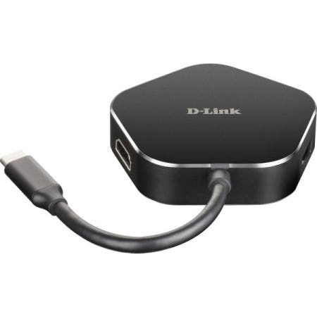 D-Link [해외]전원 공급 기능이 있는 D-Link DUB-M420 4-in-1 USB-C 허브, HDMI 1.4 및 2개의 USB 3.0 포트, MacBook Pro 2016 이상, Ai