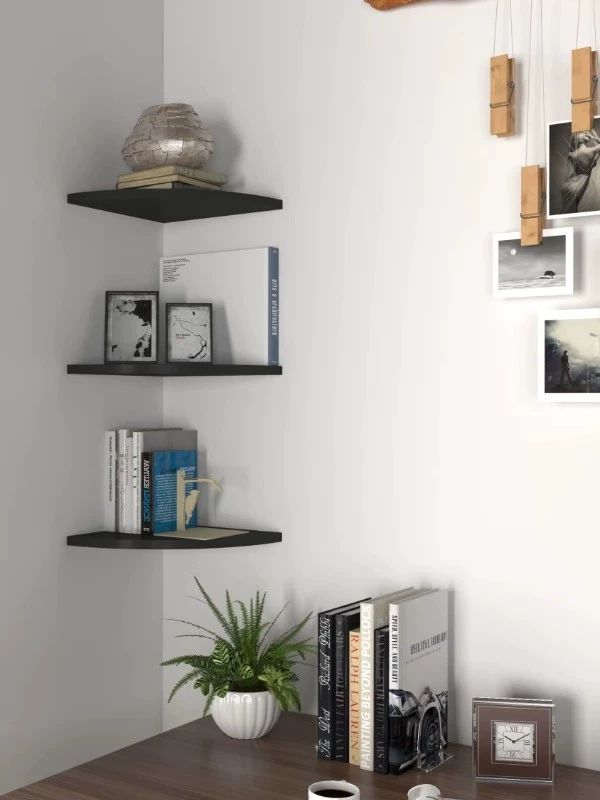 삼각코너선반 원목코너선반 벽걸이 화장실 코너선반 화이트 1층 1세트 15x15cm - 상세 이미지 5