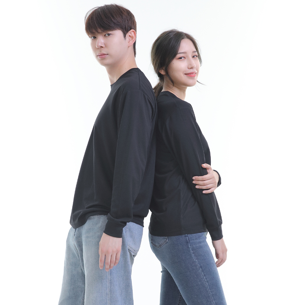 (8color)쿨론검정라운드 긴팔티셔츠 식당 업소 가게티제작 유니폼셔츠 홀서빙복 - 상세 이미지 3