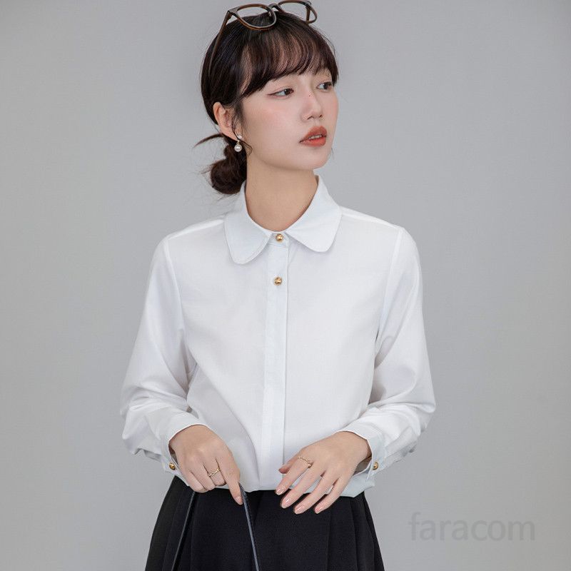 여성 흰색 긴팔 셔츠 구김없는 링클프리 면접 정장용 고급스러운 스타일 데일리 전문가 작업복용 편안한 착용감 초봄 패션 아이템 - 상세 이미지 2