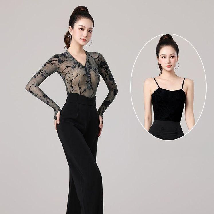 라틴 댄스 연습 의류 무용 공연 여성 탑 상의 사교 스포츠 - 상세 이미지 3