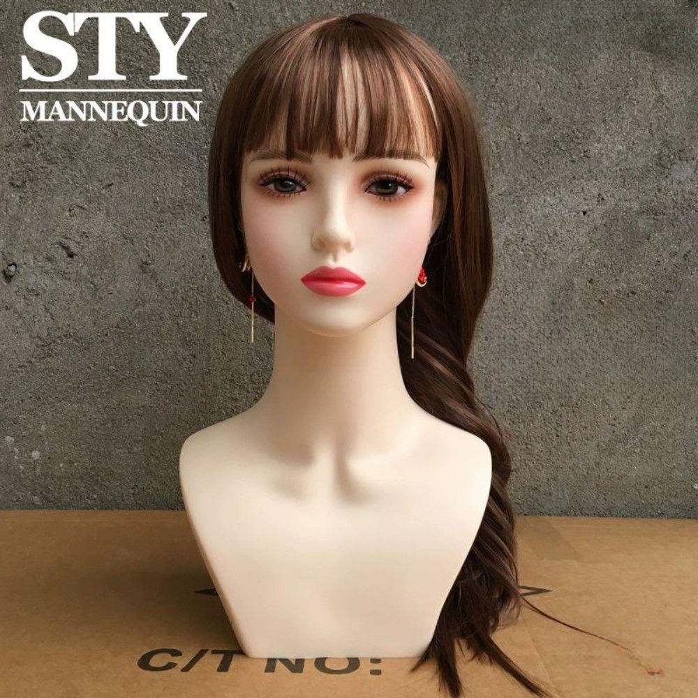 헤어 마네킹 헤드 머리 모델 가발 미용 실습 연습용 PVC 고두두입술-립 한 점 레드 - 상품 이미지