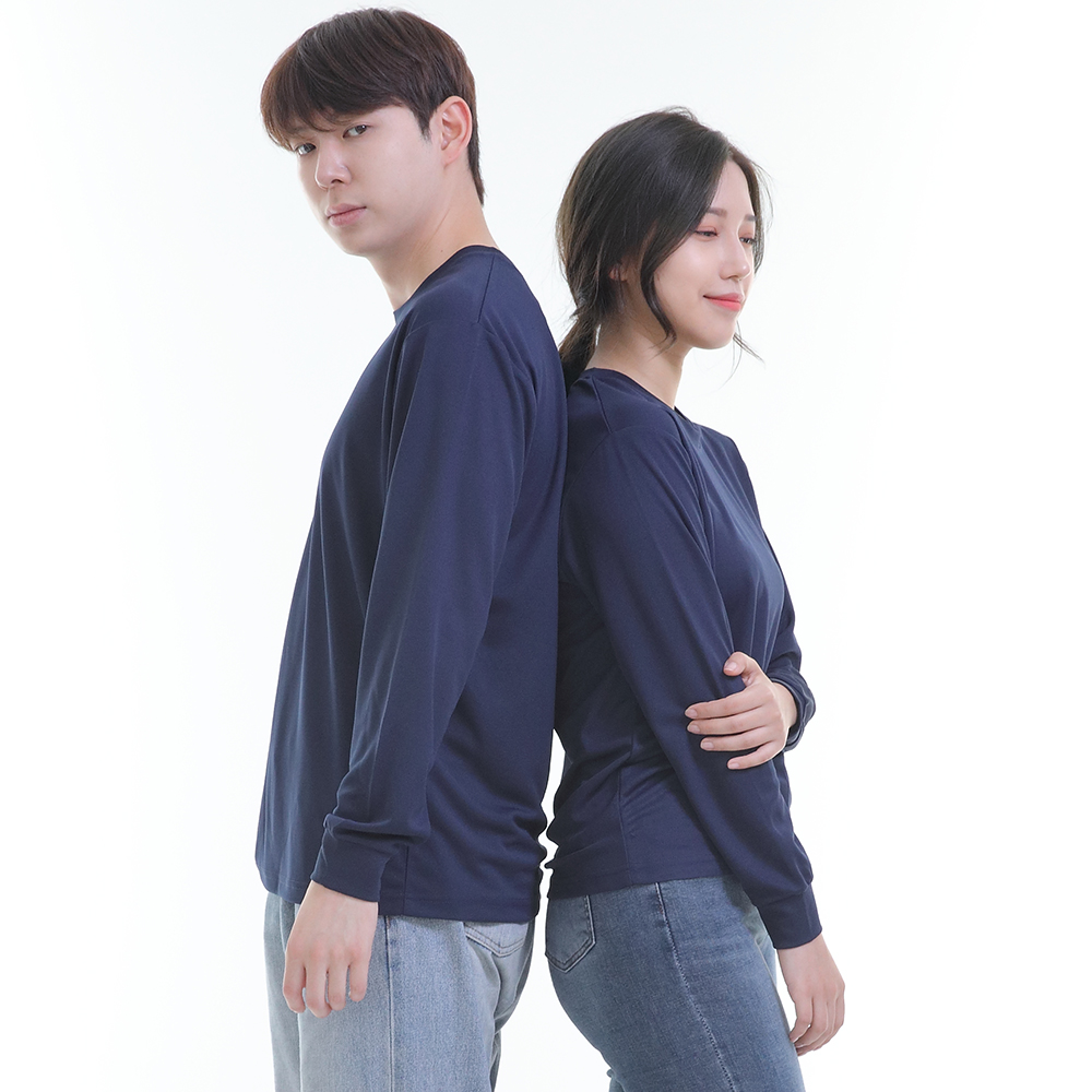 (8color)쿨론곤색라운드 긴팔티셔츠 식당 업소 가게티제작 유니폼셔츠 홀서빙복 - 상세 이미지 4