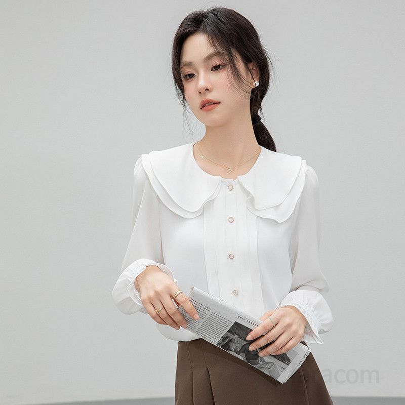 여성 루즈핏 롱슬리브 셔츠 화이트 디자인 데일리 코튼 긴팔 캐주얼 편안한 착용감 시원한 여름 셔츠 스타일링 여성용 탑 - 상세 이미지 2