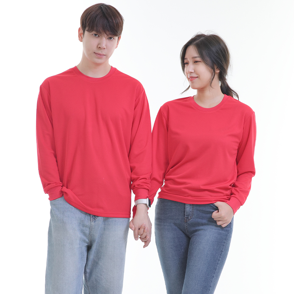 (8color)쿨론홍색라운드 긴팔티셔츠 식당 업소 가게티제작 유니폼셔츠 홀서빙복 - 상세 이미지 2