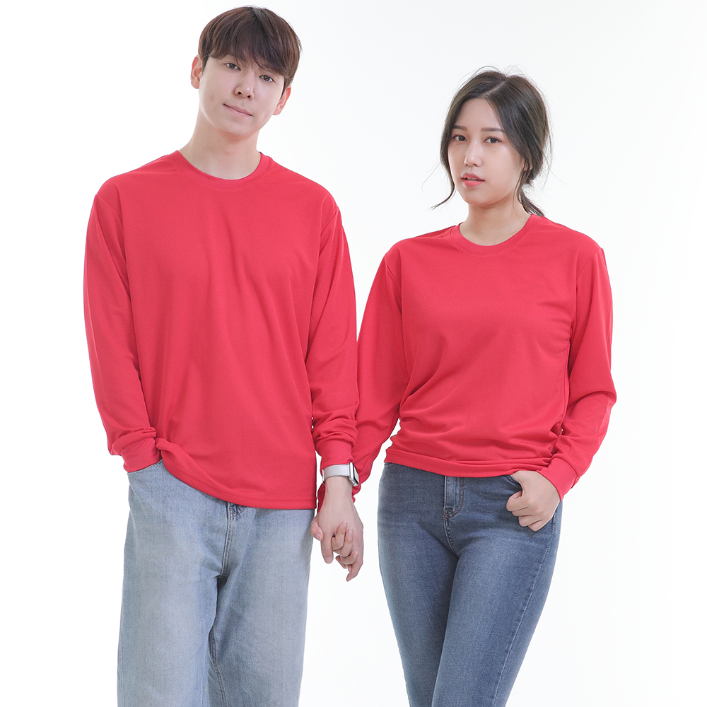 (8color)쿨론홍색라운드 긴팔티셔츠 식당 업소 가게티제작 유니폼셔츠 홀서빙복 - 상세 이미지 5