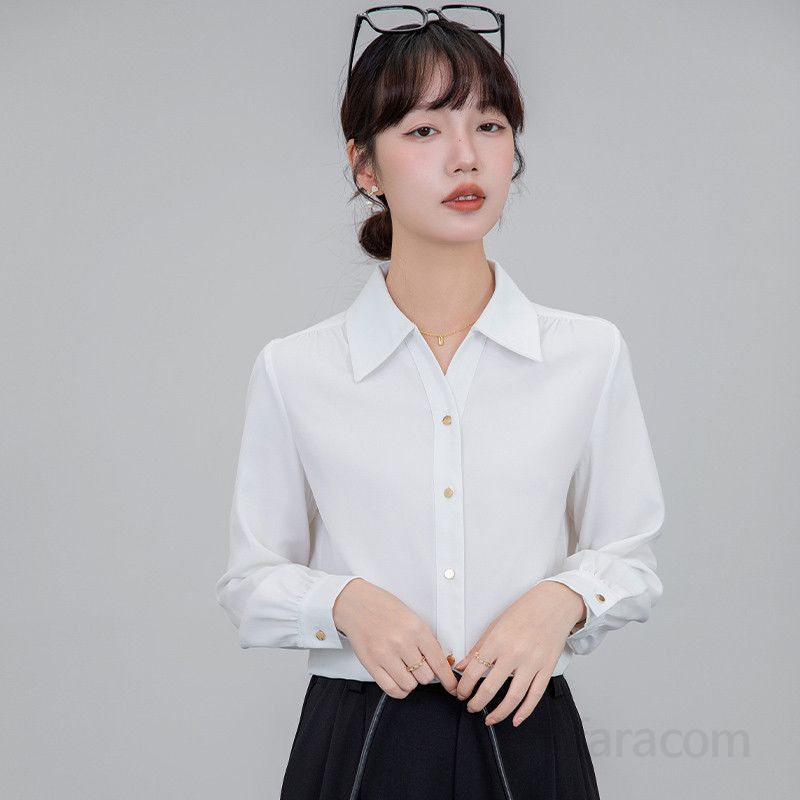 여성 브이넥 셔츠 봄 여름용 출퇴근 인터뷰 정장 상의 데일리 캐주얼 스타일 시원한 착용감 고급스러운 디자인 - 상세 이미지 4