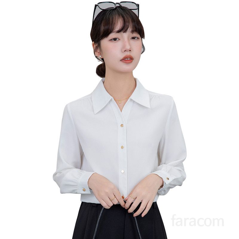 여성 브이넥 셔츠 봄 여름용 출퇴근 인터뷰 정장 상의 데일리 캐주얼 스타일 시원한 착용감 고급스러운 디자인 - 상세 이미지 5