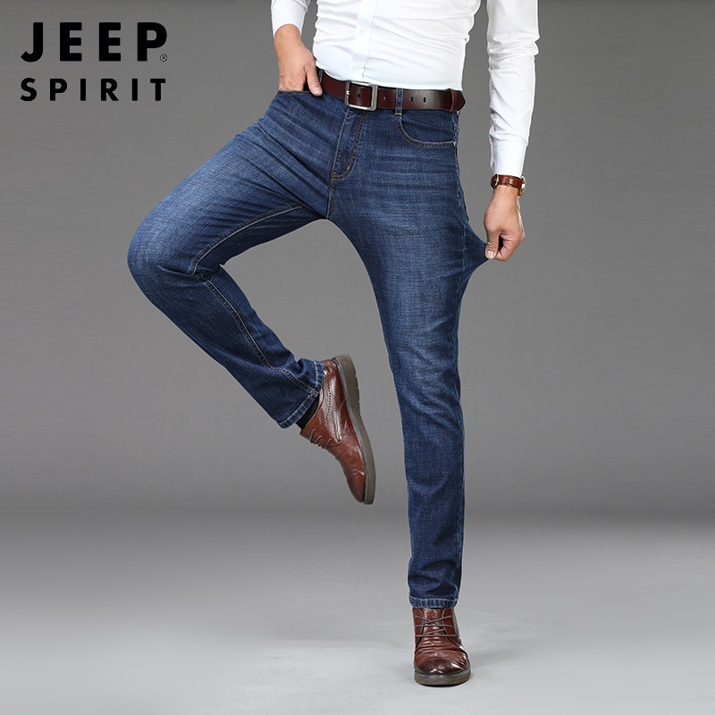 JEEP SPIRIT 봄 가을 남성 스트레이트 슬림 일자 캐주얼 청바지 - 상세 이미지 3