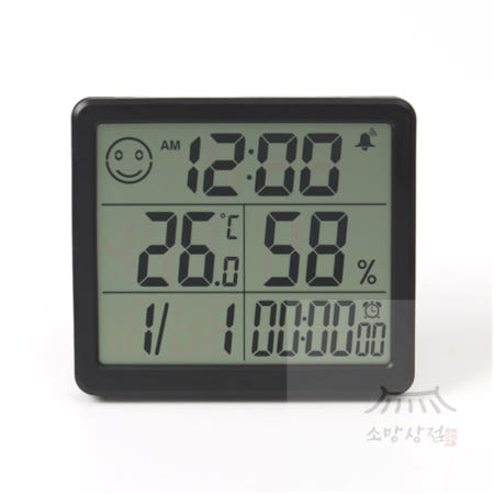 소망상점 스마트 멀티 디지털시계 온습도계(블랙) 디지털온습도계시계