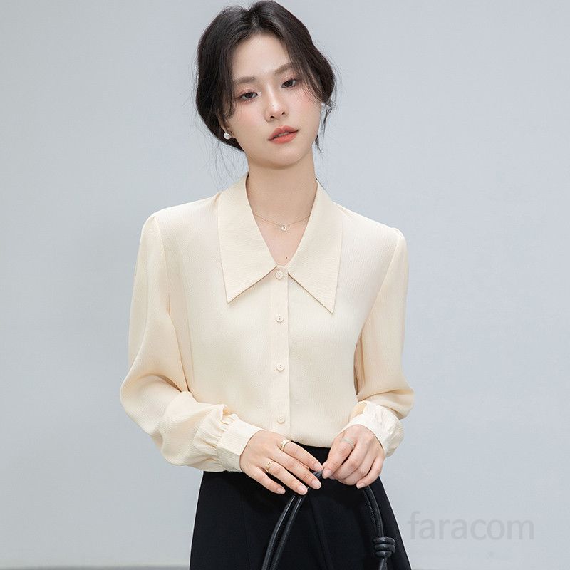 여성 브이넥 롱슬리브 셔츠 봄 레이어드 스타일 출퇴근용 레트로 감성 빈티지 블라우스 편안한 착용감 데일리 패션 실용적 디자인 - 상세 이미지 3
